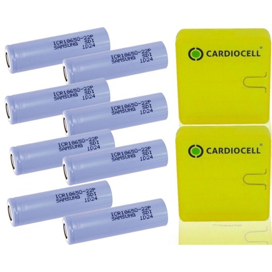 8 x Samsung ICR18650-22P 3,6V-3,7V 2150mAh Lithium Ionen Akku + CardioCell Box