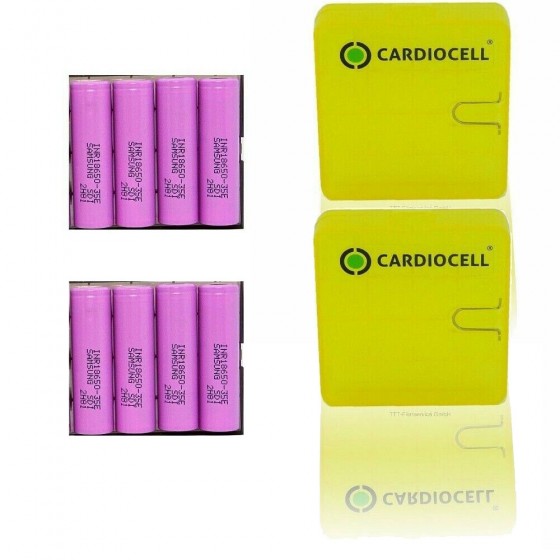 8x Samsung INR18650-35E Lithium Ionen 3500mAh 18650 10A inkl. Cardiocell Akkubox