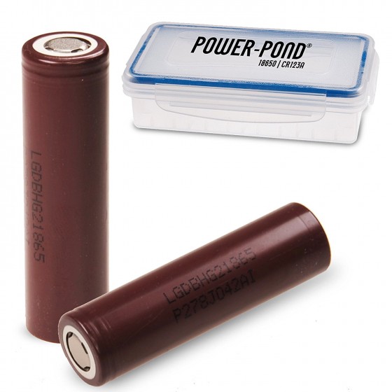 2x LG ICR 18650HG2 3000mAh 20A LGDBHG21865 inkl. staubdichter und wetterfester Akkubox "POWER-POND"