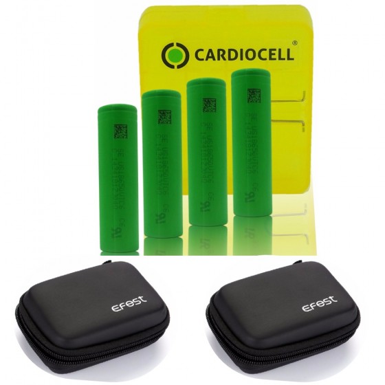 4x Sony US18650VTC6 Lithium Ionen 18650 30A 3120mAh inkl. Cardiocell Box und 2x Efest Zipper Case