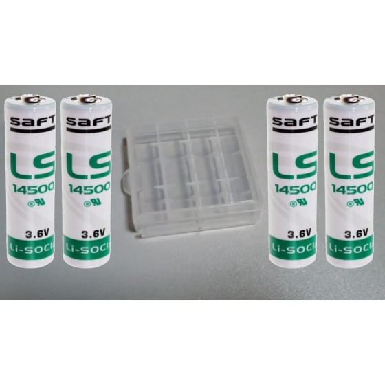 4 x Saft Lithium Batterie AA Mignon LS 14500 3,6V 2600mAh 2,6Ah + Box