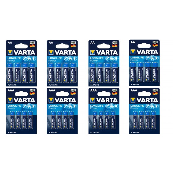 32 x Varta Longlife Power / HighEnergy - 16 x AA LR6 & 16 x AAA LR03 - Batterien