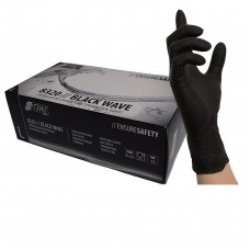 NITRAS BLACK WAVE Gr. L, Nitril-Einmalhandschuh schwarz, unsteril (100er Box) Gr 8/9