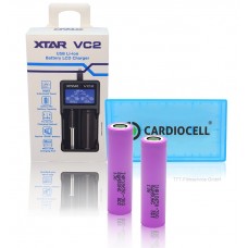 XTAR Ladegerät VC2 USB Li-Ion Battery LCD Charger inkl. 2x Samsung INR18650-30Q in Cardiocell Akkubox