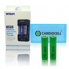 XTAR VP2 Li-Ion 2-Schacht Ladegerät inkl. 2x Samsung INR18650-25R Akku & Cardiocell Box