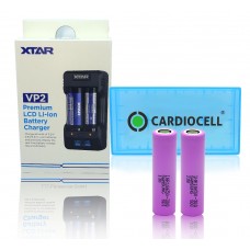 XTAR VP2 Li-Ion 2-Schacht Ladegerät inkl. 2x Samsung INR18650-30Q Akku & Cardiocell Box