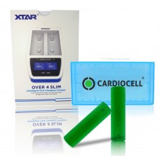 XTAR Ladegerät O4S Over 4 Slim weiß  inkl. 2x Sony US18650VTC4 mit Cardiocell Box