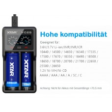 XTAR Ladegerät VC2S 2-Schacht USB-Ladegerät