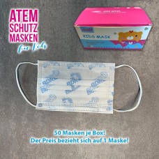 Kinder-Atem-Schutzmaske für Bär pink 3-lagig in Box