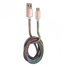 LC-Power LC-C-USB-TYPE-C-1M-4 USB A zu USB-C Kabel, Disco-Glitzer, 1m
