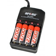 Arcas 4-Kanal-Ladegerät für 1-4 AA/AAA inkl. 4x Mignon 2700mAh