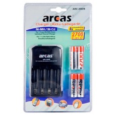 Arcas 4-Kanal-Ladegerät für 1-4 AA/AAA inkl. 4x Mignon 2700mAh