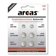 Arcas AG Knopfzellenset 6tlg. (1xAG3, 
1xAG4, 2xAG10, 2xAG13)