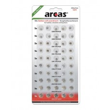 Arcas AG Alkaline Knopfzellenset 50tlg. (10xAG1, 15xAG3,  10xAG4, 10xAG10), 5 x AG13) "No Mercury"