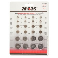 Arcas AG Alkaline + CR Lithium Knopfzellenset 24tlg.