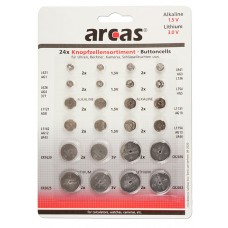 Arcas AG Alkaline + CR Lithium Knopfzellenset 24tlg.