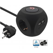 InLine® Charging Cube Steckdosenwürfel mit 3x Schutzkontakt-, 2x USB-C-