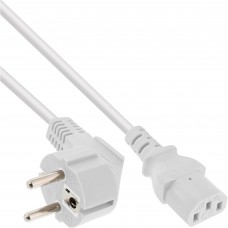 InLine® Netzkabel, Schutzkontakt gewinkelt auf Kaltgerätestecker C13, weiß, 3m