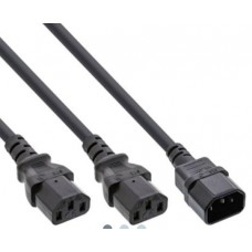 InLine® Netz-Y-Kabel, Kaltgeräte, 1x IEC-C14 auf 2x IEC-C13, 3m