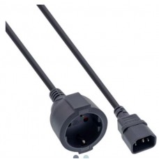 InLine® Netz Adapter Kabel, Kaltgeräte C14 auf Schutzkontakt Buchse, 3m