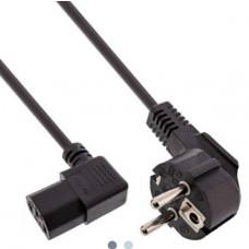 InLine® Netzkabel, Schutzkontakt gew. auf Kaltgerätest. C13 rechts abgew., 0,5m