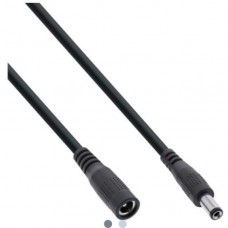 InLine® Verlängerungskabel DC Stecker 5,5x2,1mm, schwarz, 0,5m