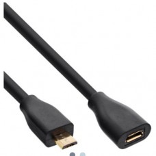 InLine® Micro-USB Verl., USB 2.0 Micro-B ST/BU, schwarz, vergoldete Kont., 2m