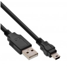 InLine® USB 2.0 Mini-Kabel, USB A ST an Mini-B ST (5pol.), schwarz, 3m