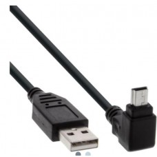 InLine® USB 2.0 Mini-Kabel, ST A/Mini-B ST (5pol) oben abgew. 90°, schwarz, 0,5m