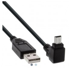 InLine® USB 2.0 Mini-Kabel, ST A/Mini-B ST (5pol) oben abgew. 90°, schwarz, 1m