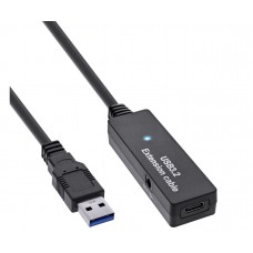 InLine® USB 3.2 Gen.1 Aktiv-Verlängerung, USB-A Stecker an USB-C Buchse, 5m