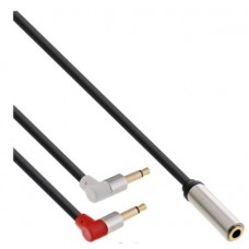 InLine® Slim Audio Kopfh. Flugz.-Adapterkab., 2x3,5mm ST / 3,5mm BU 3pol., 0,15m