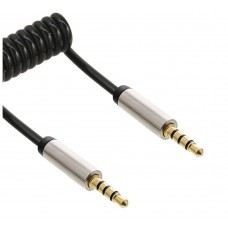 InLine® Slim Audio Spiralkabel Klinke 3,5mm ST/ST, 4-polig, Stereo, 2m