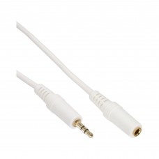InLine® Klinke Verlängerung, 3,5mm Stecker / Buchse, Stereo weiß / gold, 3m
