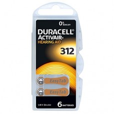 Duracell/ACTIVAIR DA312 Hörgeräte-Knopfzellen in 6er-Blister 1,45V 180mAh
