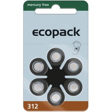 ECO 312 (PR41) Hörgeräteknopfzellen Mercury Free 1,45V 161mAh 1 VPE: 60 Stück