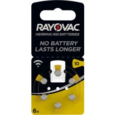 Rayovac 10 HEARING AID BATTERIES (ZL4/PR70) Hörgeräteknopfzellen 1,45V 105mAh in 6er-Blister