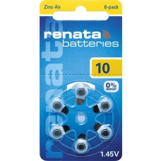Renata ZA10 (ZL1/PR44) Hörgeräteknopfzellen Mercury Free 1,45V 100mAh