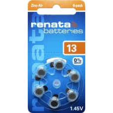 Renata ZA13 (ZL1/PR44) Hörgeräteknopfzellen Mercury Free 1,45V 310mAh