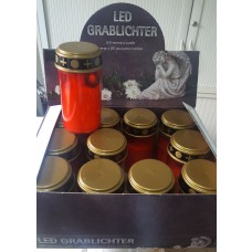 LED-Grablicht rot mit flackerndem Kerzenschein inkl. 2x AA-Batterien im 12er-Display