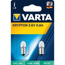 Varta Glühbirnen 756 3,6V 0,8A P13,5S Stecksockel Krypton in 2er-Blister