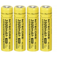 4 x NiteCore NL1835 3500mAh 18650 3,6V - 3,7V - geschützt - erhöhter Pol