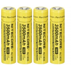 4 x NiteCore NL1835 3500mAh 18650 3,6V - 3,7V - geschützt - erhöhter Pol