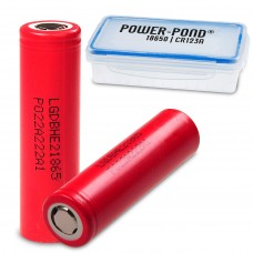 2x LG HE2 18650HE2 Li-Ion 2500mAh 20A 3,6V LGDBHE21865 inkl. staubdichter und wetterfester Akkubox "POWER-POND"