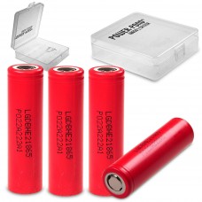 4x LG HE2 18650HE2 Li-Ion 2500mAh 20A 3,6V LGDBHE21865 inkl. Akkubox "POWER-POND"