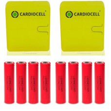 8x LG HE2 18650HE2 Li-Ion 2500mAh 20A 3,6V LGDBHE21865, inkl. Cardiocell Akkubox