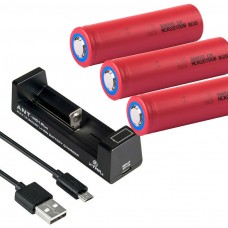 3 x Panasonic Sanyo NCR20700B Li-Ion Akku 4250mAh + Xtar MC1 Ladgerät