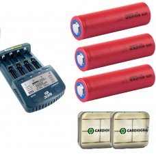 3 x Panasonic NCR20700B Li-Ion Akku 4250mAh + Accu Power IQ338 Ladegerät + Boxen