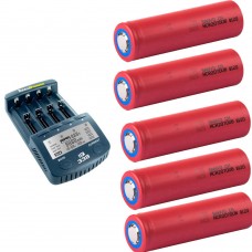 5 x Panasonic Sanyo NCR20700B Li-Ion Akku 4250mAh + Accu Power IQ338 Ladegerät