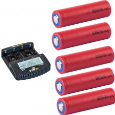 5 x Panasonic Sanyo NCR20700B Li-Ion Akku 4250mAh + Accu Power IQ338XL Ladegerät